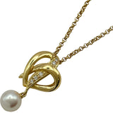 ミキモト MIKIMOTO ハートモチーフパールダイヤネックレス ゴールド K18 パール ダイヤモンド ジュエリー