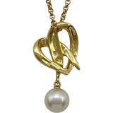 ミキモト MIKIMOTO ハートモチーフパールダイヤネックレス ゴールド K18 パール ダイヤモンド ジュエリー