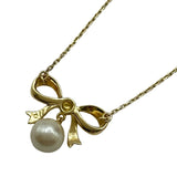 ミキモト MIKIMOTO リボンモチーフパールネックレス ゴールド K18 ジュエリー