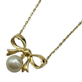 ミキモト MIKIMOTO リボンモチーフパールネックレス ゴールド K18 ジュエリー