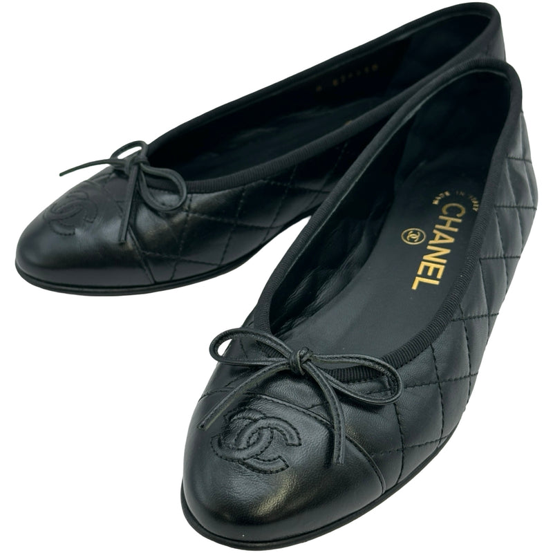 CHANEL パンプス J G26250ブラック シャネル CHANEL バレリーナマトラッセフラットパンプス G26250