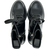 プラダ PRADA トライアングルロゴショートブーツ ブラック レザー レディース ブーツ