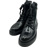 プラダ PRADA トライアングルロゴショートブーツ ブラック レザー レディース ブーツ