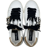 ドルチェ＆ガッバーナ Dolce & Gabbana ビジューロゴローカットスニーカー ホワイト レザー レディース スニーカー