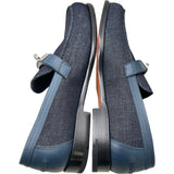 エルメス HERMES デスタンモカシンローファー ネイビー デニム メンズ ローファー