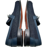 エルメス HERMES デスタンモカシンローファー ネイビー デニム メンズ ローファー
