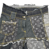 ルイ・ヴィトン LOUIS VUITTON モノグラム パッチワーク デニムパンツ WKPA25CF7 グレー コットン レディース デニムパンツ