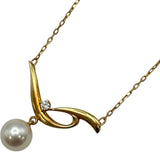 ミキモト MIKIMOTO パールダイヤネックレス ゴールド K18 パール ダイヤモンド ジュエリー