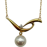 ミキモト MIKIMOTO パールダイヤネックレス ゴールド K18 パール ダイヤモンド ジュエリー