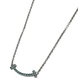 ティファニー TIFFANY＆CO Tスマイルネックレスミニ ホワイトゴールド Au750 ブルートーパーズ ジュエリー