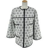 シャネル CHANEL ココマーク総柄ノーカラーデニムジャケット P72591 グレー デニム レディース デニムジャケット
