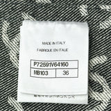 シャネル CHANEL ココマーク総柄ノーカラーデニムジャケット P72591 グレー デニム レディース デニムジャケット