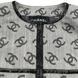 シャネル CHANEL ココマーク総柄ノーカラーデニムジャケット P72591 グレー デニム レディース デニムジャケット