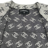 シャネル CHANEL ココマーク総柄ノーカラーデニムジャケット P72591 グレー デニム レディース デニムジャケット