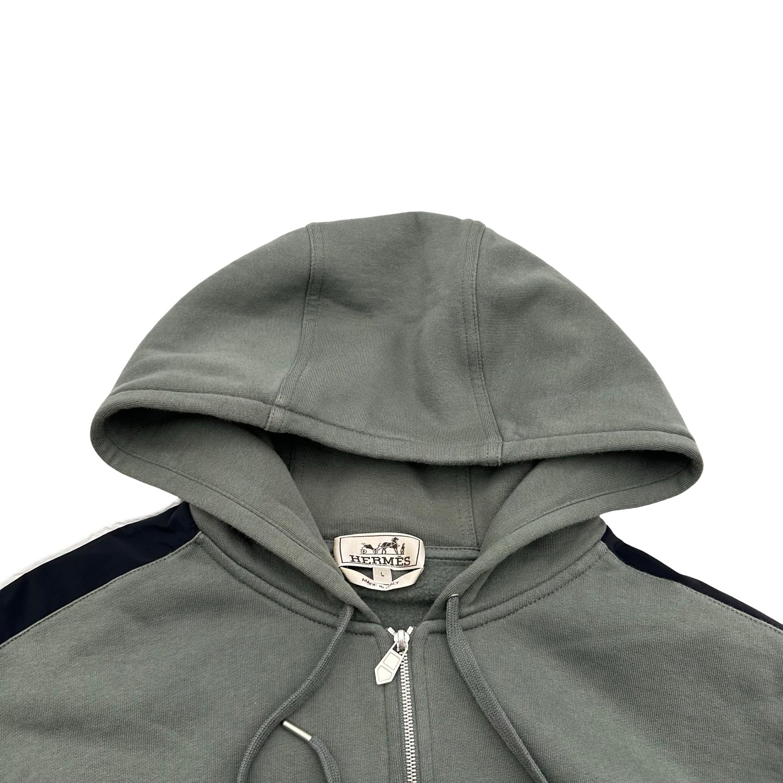 エルメス HERMES RUN H ジップアップパーカー カーキ コットン メンズ