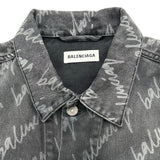 バレンシアガ BALENCIAGA ロゴ総柄デニムジャケット 662853 ブラック デニム メンズ デニムジャケット