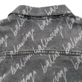 バレンシアガ BALENCIAGA ロゴ総柄デニムジャケット 662853 ブラック デニム メンズ デニムジャケット