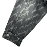 バレンシアガ BALENCIAGA ロゴ総柄デニムジャケット 662853 ブラック デニム メンズ デニムジャケット
