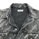 バレンシアガ BALENCIAGA ロゴ総柄デニムジャケット 662853 ブラック デニム メンズ デニムジャケット