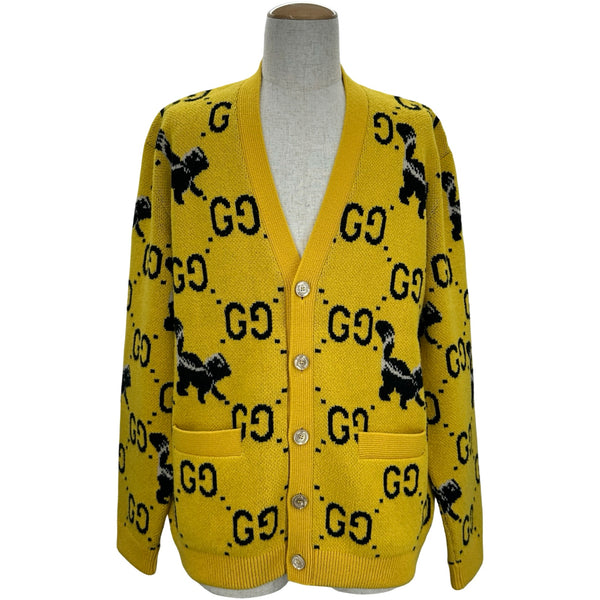 グッチ GUCCI GGスカンク柄ニットカーディガン 716113 イエロー ウール