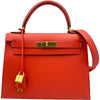 エルメス HERMES ケリー28 外縫い X刻印 ローズジャイプール ゴールド金具 エプソン レディース ハンドバッグ
