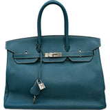 エルメス HERMES バーキン35 □L刻印 ブルージーン シルバー金具 トリヨン レディース ハンドバッグ