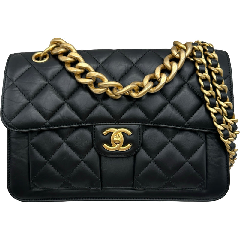 シャネル CHANEL クラシックスクエア2WAYバッグ ブラック ゴールド金具