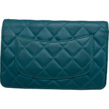 シャネル CHANEL マトラッセチェーンウォレット A33814 15番台 ブルーグリーン系 シルバー金具 ラムスキン レディース ショルダーバッグ