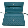 シャネル CHANEL マトラッセチェーンウォレット A33814 15番台 ブルーグリーン系 シルバー金具 ラムスキン レディース ショルダーバッグ