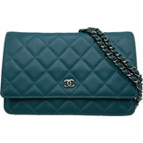 シャネル CHANEL マトラッセチェーンウォレット A33814 15番台 ブルーグリーン系 シルバー金具 ラムスキン レディース ショルダーバッグ