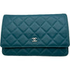シャネル CHANEL マトラッセチェーンウォレット A33814 15番台 ブルーグリーン系 シルバー金具 ラムスキン レディース ショルダーバッグ