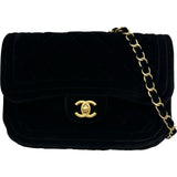 シャネル CHANEL マトラッセチェーンショルダーバッグ ブラック ゴールド金具 ベロア レディース ショルダーバッグ