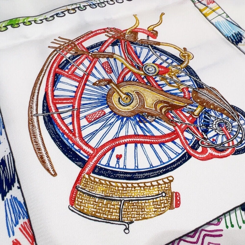 エルメス HERMES カレ90　CHEVALO SCOPE　シュヴァルスコープ　2023SS ホワイト/マルチ シルク レディース スカーフ