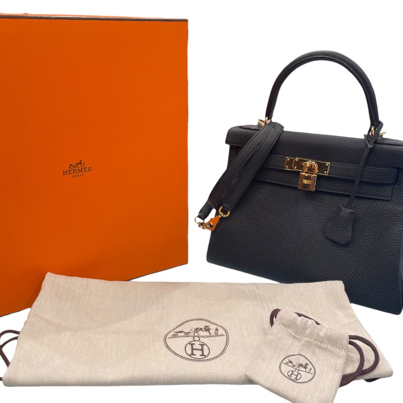 エルメス HERMES ケリー28 Z刻 ブラック×ゴールド金具 トゴ レディース ハンドバッグ