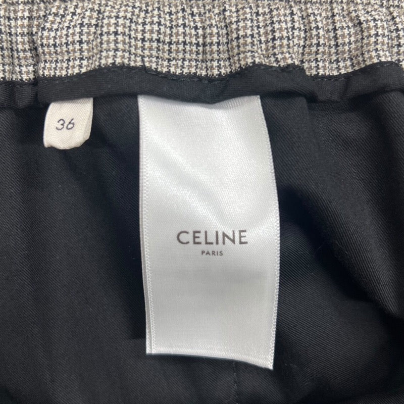 セリーヌ CELINE チェックルーズカーゴパンツ 2P840462T ベージュ ウール100% レディース カーゴパンツ