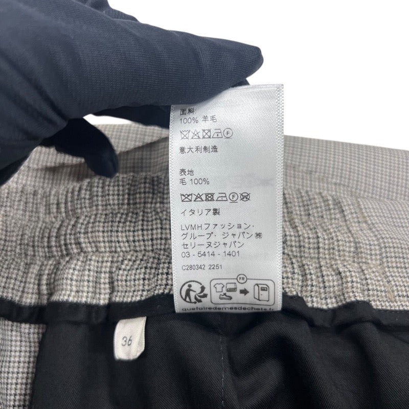 セリーヌ CELINE チェックルーズカーゴパンツ 2P840462T ベージュ ウール100% レディース カーゴパンツ
