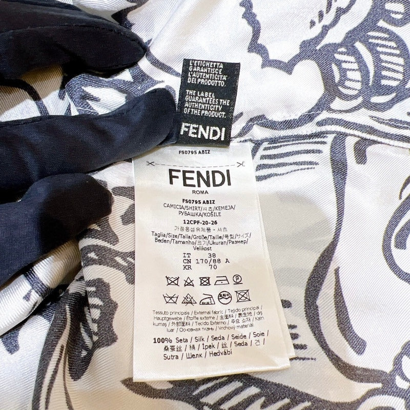 フェンディ FENDI ×ジョシュアヴィーダスフラワープリントシルクシャツ FS0795 ホワイト  シルク レディース 半袖シャツ