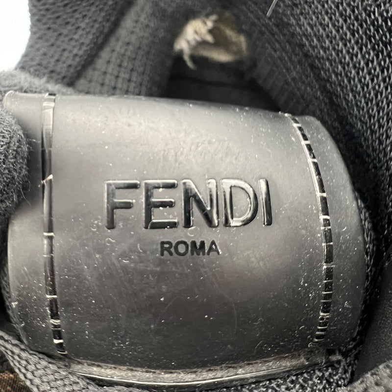フェンディ FENDI FF ハイカットスニーカーUK7 (約26cm) ブラック×ブラウン レザー/メッシュ メンズ スニーカー