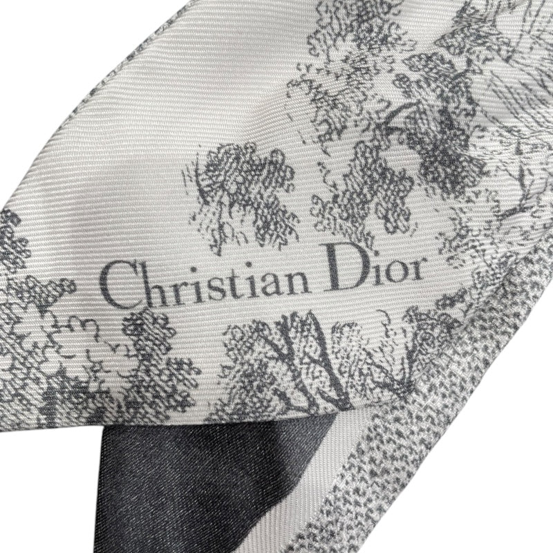 クリスチャン・ディオール Christian Dior ミッツァ グレー×ホワイト シルク レディース スカーフ