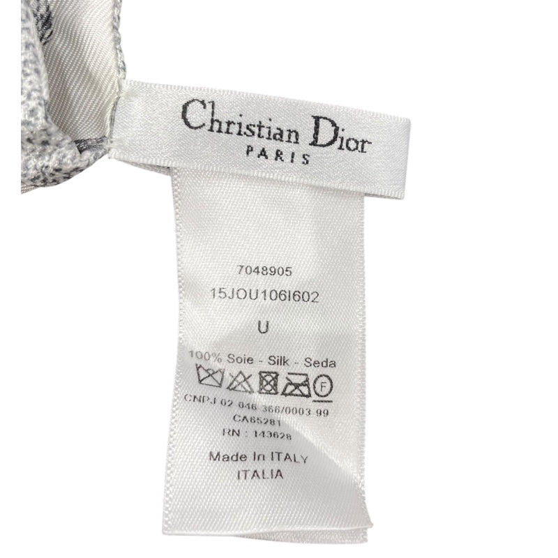 クリスチャン・ディオール Christian Dior ミッツァ グレー×ホワイト シルク レディース スカーフ