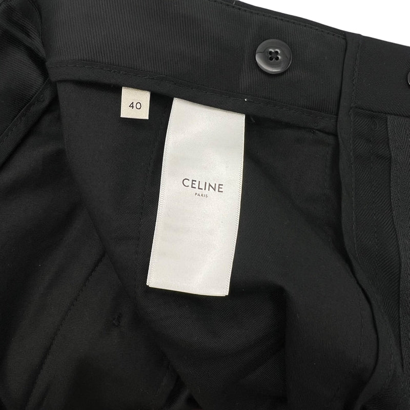 セリーヌ CELINE マーガレット ワイドスラックスパンツ 2P580650D ブラック 40(約Mサイズ) 表地：ウール/裏地:コットン レディース その他ボトムス