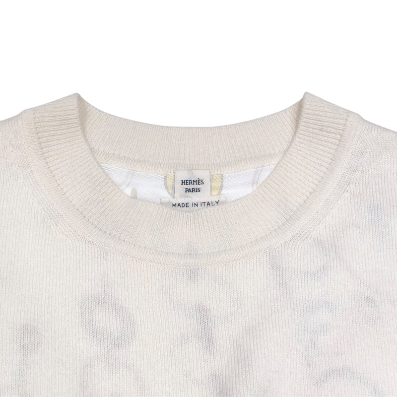 エルメス HERMES Do Re Boucles ツイルレーヌニットシャツ 3H2818D4 アイボリー カシミア レディース 半袖Ｔシャツ