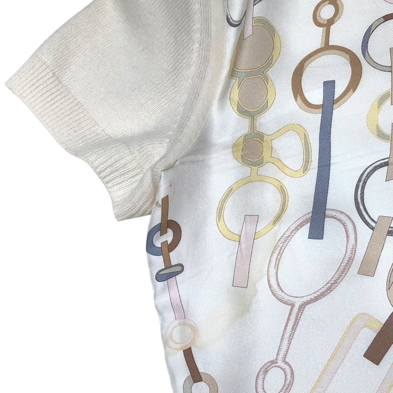 エルメス HERMES Do Re Boucles ツイルレーヌニットシャツ 3H2818D4 アイボリー カシミア レディース 半袖Ｔシャツ
