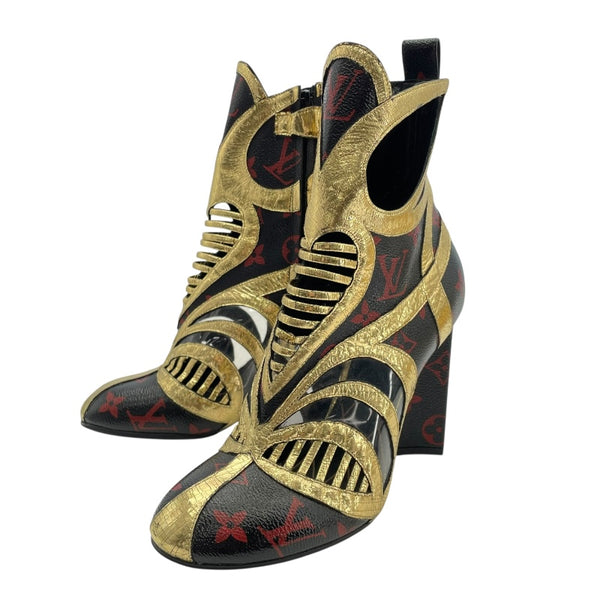 ルイ・ヴィトン LOUIS VUITTON Queen of Hearts　モノグラムインフラルージュショートブーツ ブラック レディース ブーツ