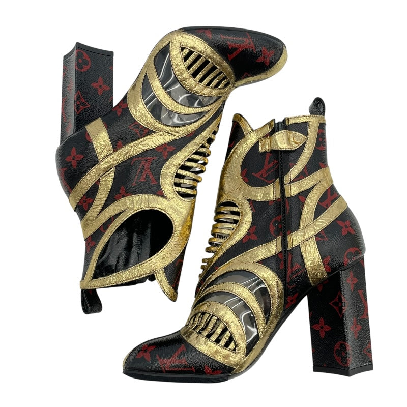 ルイ・ヴィトン LOUIS VUITTON Queen of Hearts　モノグラムインフラルージュショートブーツ ブラック レディース ブーツ