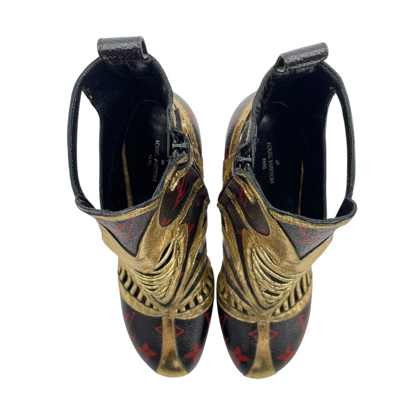 ルイ・ヴィトン LOUIS VUITTON Queen of Hearts　モノグラムインフラルージュショートブーツ ブラック レディース ブーツ