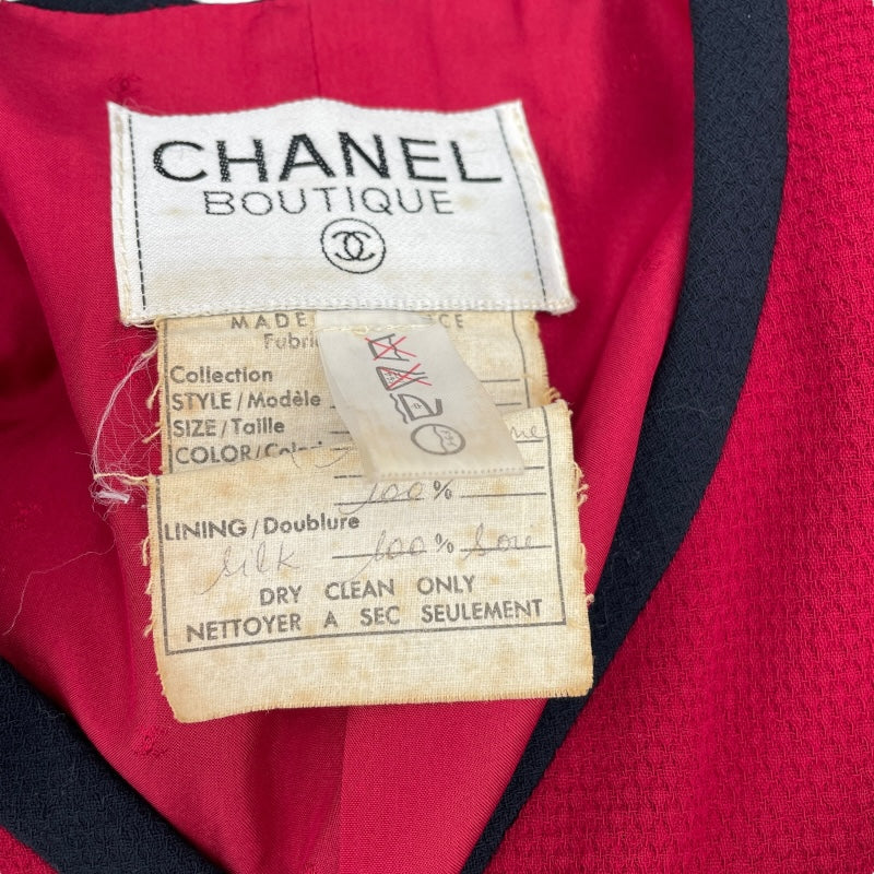 シャネル CHANEL ヴィンテージツイードセットアップ レッド ウール レディース セットアップ
