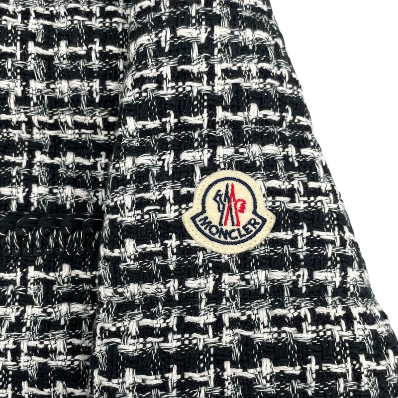 モンクレール MONCLER ELIADI ノーカラーツイードダウンジャケット ブラック ウール レディース ダウンジャケット
