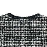 モンクレール MONCLER ELIADI ノーカラーツイードダウンジャケット ブラック ウール レディース ダウンジャケット