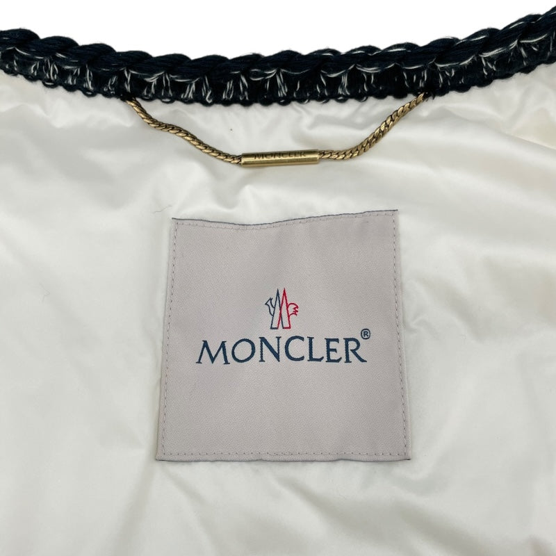 モンクレール MONCLER ELIADI ノーカラーツイードダウンジャケット ブラック ウール レディース ダウンジャケット